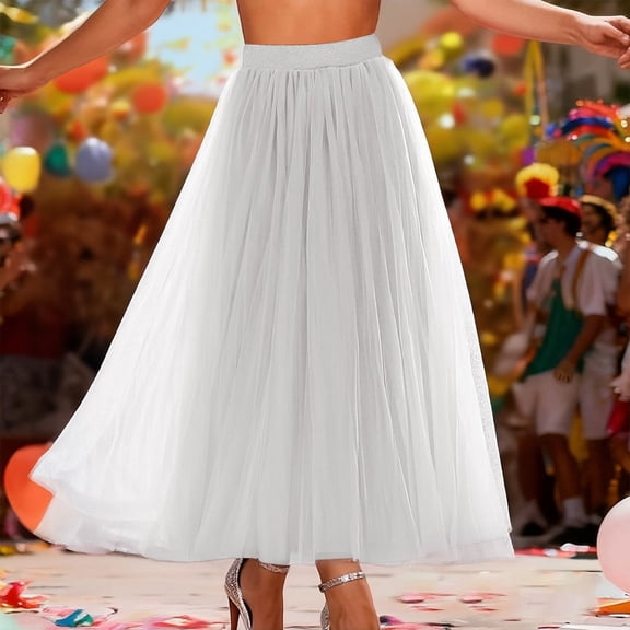 Women Dresses Tulle Midi Skirt White Tutu Skirts for Women Fluffy Skirt Y2k Skirt