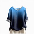 thumbnail image 4 of Towmus Tshirts for Women Women's Summer Casual Round Neck Short Sleeve Oversized Gradient Printing Tops for Women, 4 of 6