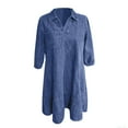 thumbnail image 4 of MDUKONU Women's Casual Dress Denim V-Neck Tunic for Everyday Comfort Loose Fit Boho Style Dress for Spring and Fall Casual Wear Lightweight Denim Blue M, 4 of 5