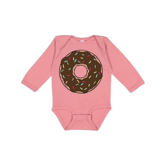 Inktastic Brown Donut, Donut With Colorful Sprinkles, Frosting Boys or Girls Long Sleeve Baby Bodysuit