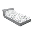 thumbnail image 2 of Ambesonne Flower Fitted Sheet & Pillow Sham Set, Royal Mallows in Spring, Twinxl, White and Green, 2 of 2