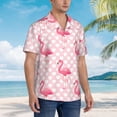 thumbnail image 4 of Balery Cute Flamingo with Heart Print Men's Hawaiian Shirts Short Sleeve Beach Shirt Relaxed Fit Vacation Button Down Shirts-X-Large, 4 of 8