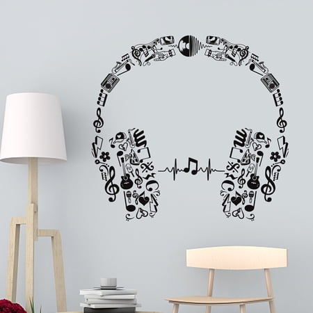 Translucent PVC Self Adhesive Wall Stickers Waterproof Building Decals for Home Living Room Bedroom Wall Decoration Headset 960x300mm 2 sheets/set