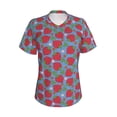 thumbnail image 2 of Uemuo Hand Drawn Strawberry Printed Women's Classic V-Neck T-Shirt - Soft, Breathable, Moisture-Wicking, Perfect for Casual, Office, Travel, and Everyday Wear-XX-Large, 2 of 5