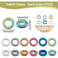 thumbnail image 2 of 24Pcs 6 Colors PVD Vacuum Plating Non-magnetic Synthetic Hematite Linking Rings Donut Mixed Color 14x4mm Inner Diameter: 8.5mm 4pcs/color, 2 of 6