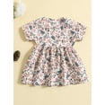 thumbnail image 2 of Coduop Toddler Baby Girl Sun Dress Short Sleeve Floral Print Beach Dress Sundress Clothes Outfit, 2 of 7