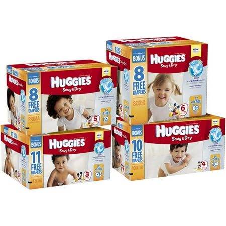 Huggies Snug & Dry Diapers with Bonus, Super Pack, Size 3, 123 Count