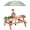 Brown&Green, variant on Kids Picnic Table & Stool Set, Outdoor Wood Round Table & 4 Bench, Toddler Picnic Table Set w/Height Adjustable Umbrella, Children Activity Table w/Cup Holders for Patio, Garden, Backyard