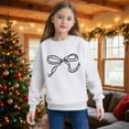 thumbnail image 5 of SERTG Girls Cute Bow Print Blouse Long Sleeve Round Neck Shirts Kids Spring Fall Casual Everyday Festival Pullover Top(White,2-3 Years), 5 of 7