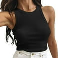 thumbnail image 7 of Tank Top for Woman Sleeveless Color Tops Solid Woman's Tank Short Round Neck Vest Woman's Blouse Tank Tops Black, 7 of 7
