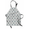 thumbnail image 1 of Airplane Apron Diagonal Stripes with Blue Travel Icons Silhouettes Vacation Aviation, Unisex Kitchen Bib Apron with Adjustable Neck for Cooking Baking Gardening, Petrol Blue Black White, by Ambesonne, 1 of 3