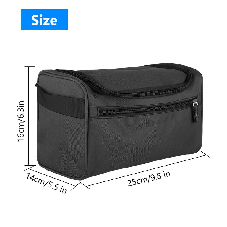 TSV Large Travel Makeup Bag with Handle, Waterproof PU Toiletry Bag, Checked Cosmetic Organizer for Women Men, Adult Unisex, Black