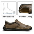 thumbnail image 3 of Mens Casual Casual Shoes Leather Lightweight Loafers Outdoor Soft Sole Walking Shoes Comfortable Soft Driving Shoes Yellow 9.5 UK, 3 of 7