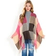 thumbnail image 5 of Women's Oversized Plaid Blanket Scarf with Fringe Trim and Soft Textured Fabric-Pink, 5 of 7