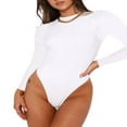 thumbnail image 1 of Justaucorps à Col pour Femmes Manches Longues Basique Ajusté Skinny Justaucorps, 1 of 5