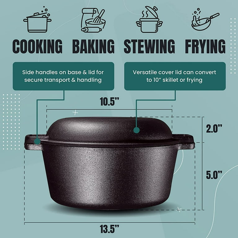Source High Quality Cast Iron 2 in 1 Cooker Pre-seasoned Cast Iron Skillet  and Double Dutch Oven Set on m.