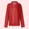 thumbnail image 6 of WTOBBY Women's Casual Long Sleeve Solid Color Button Down Shirt Blouse with Classic Collar, Regular Fit Top for Everyday Wear, Comfortable and Breathable Fabric for Spring Fall Season,Red S, 6 of 6