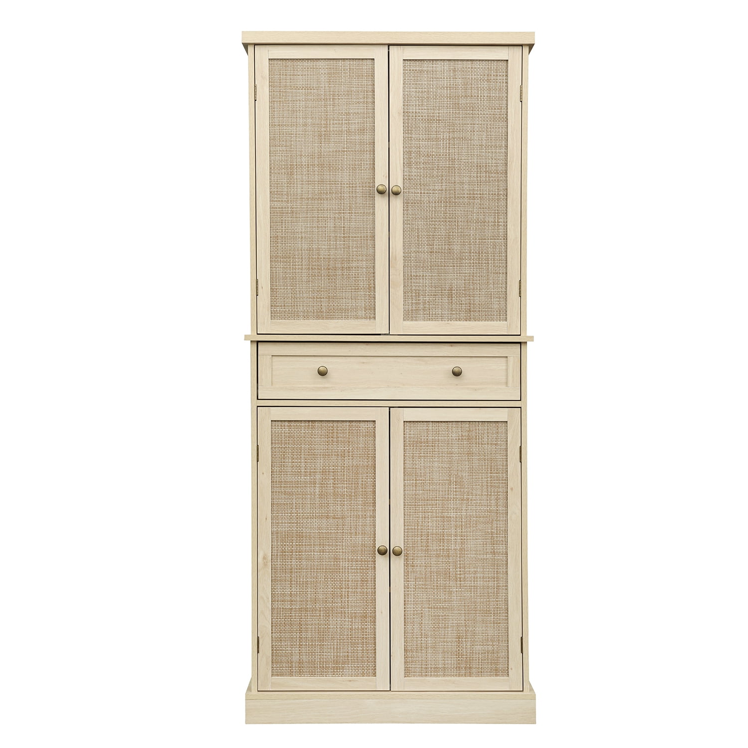 Kadyn 72" Tall Kitchen Pantry, Kitchen Storage Cabinet with 4 Door and 1 Drawer, Floor Storage Cabinet for Living Room, Natural