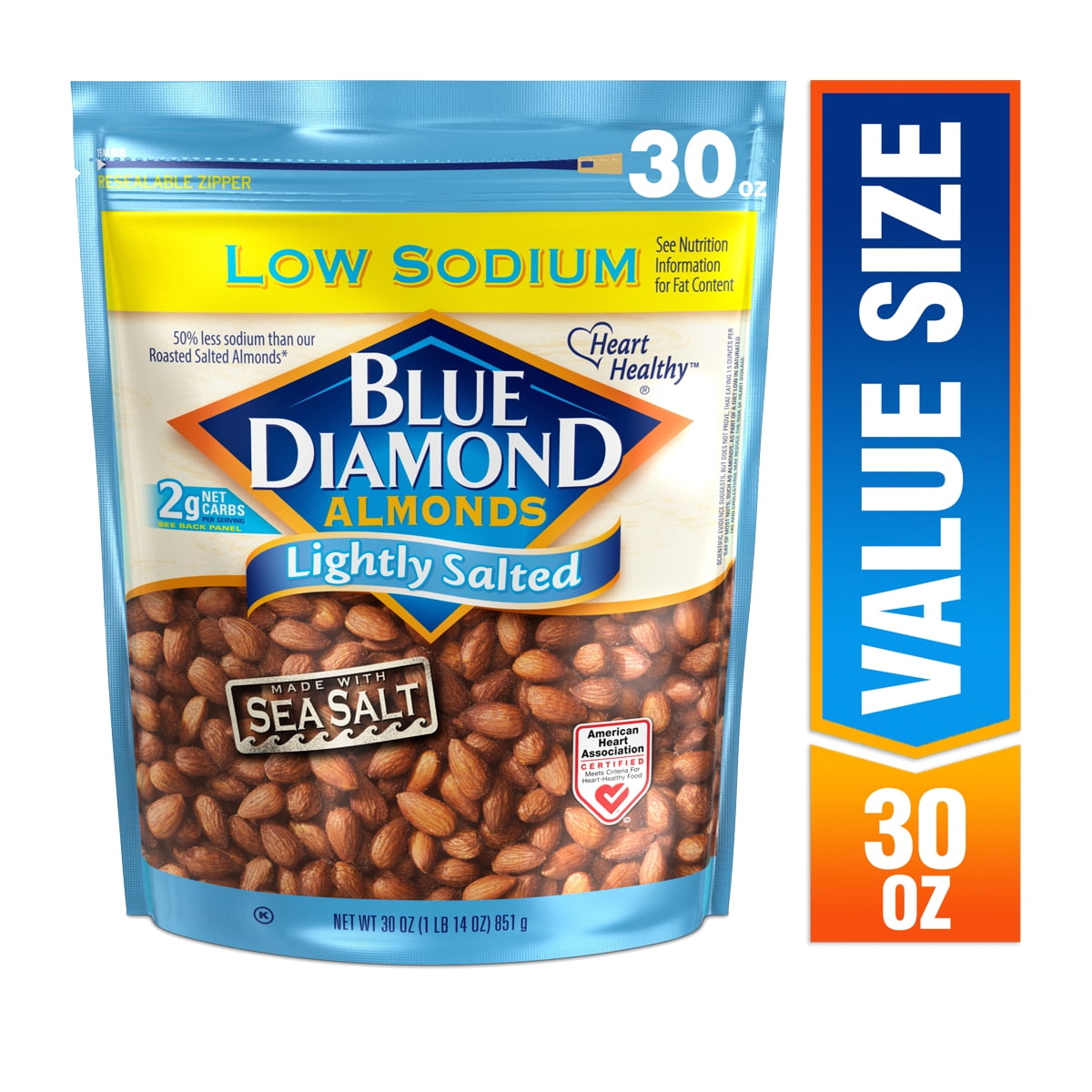 Blue Diamond Almonds Low Sodium Lightly Salted, 30.0 oz
