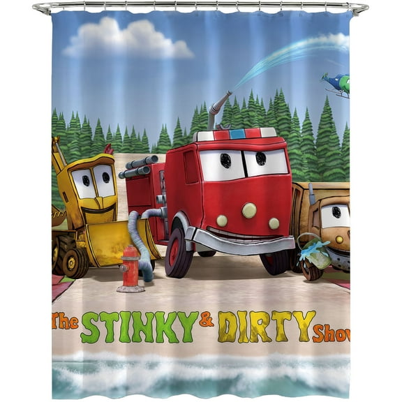 Cartoon For The Stinky and Dirty Themed Shower Curtain for Bathroom Decor,Durable Waterproof Polyester Fabric,72x72 Inch with 12 Pack Hooks Washable Curtain Set