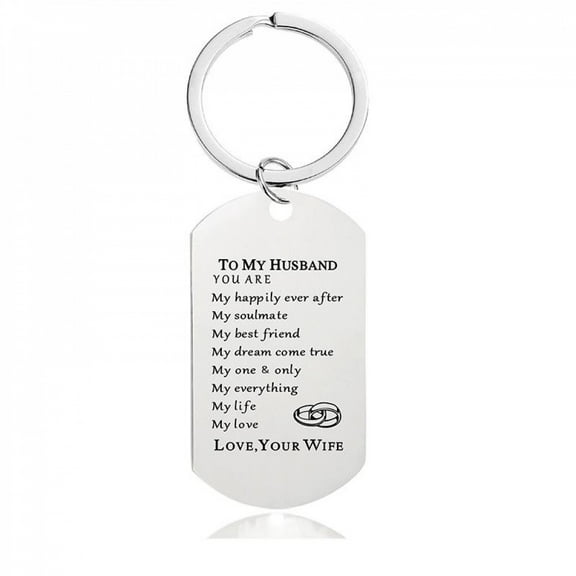 To My Husband Key Ring Pendant Valentine's Day Gift Single Sided Engraved Metal Keychain