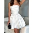 thumbnail image 4 of Summer Strapless Mini Dress Sleeveless Smocked Flowy A Line Beach Tube Top Dresses for Women White S, 4 of 9