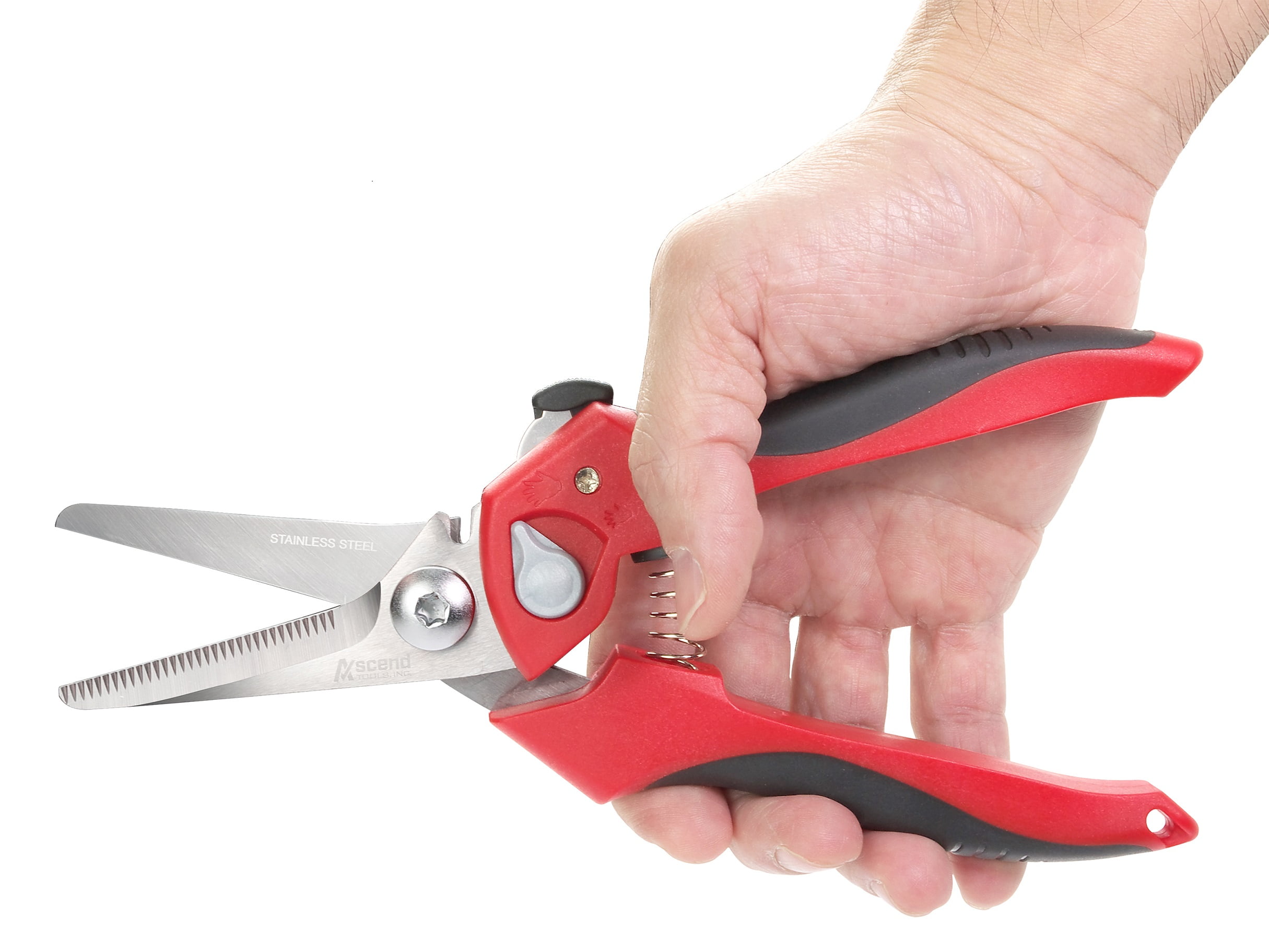 Ascend Tools 8 inch Heavy Duty Professional Spring Loaded Multipurpose Straight Edge Shears