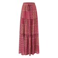 thumbnail image 4 of VUPSGEZ Womens Long Boho Flowers High Elastic Waist With Pockets And Belt Maxi Skirt Pleated Skirt Beach Skirt Casual Skirt (Red,XL), 4 of 8