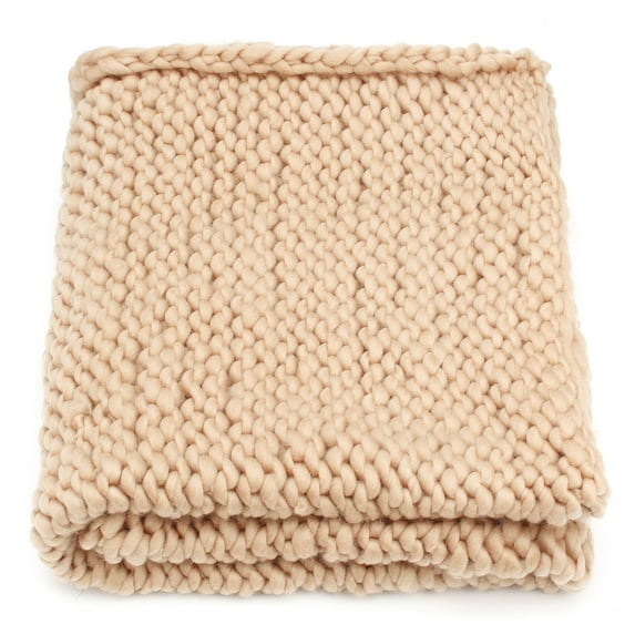 Rectangle Hand-woven Bulky Soft Chunky Knit Bedding Blanket Thick Yarn Knitted Sofa Throw Rug - 9 Colors