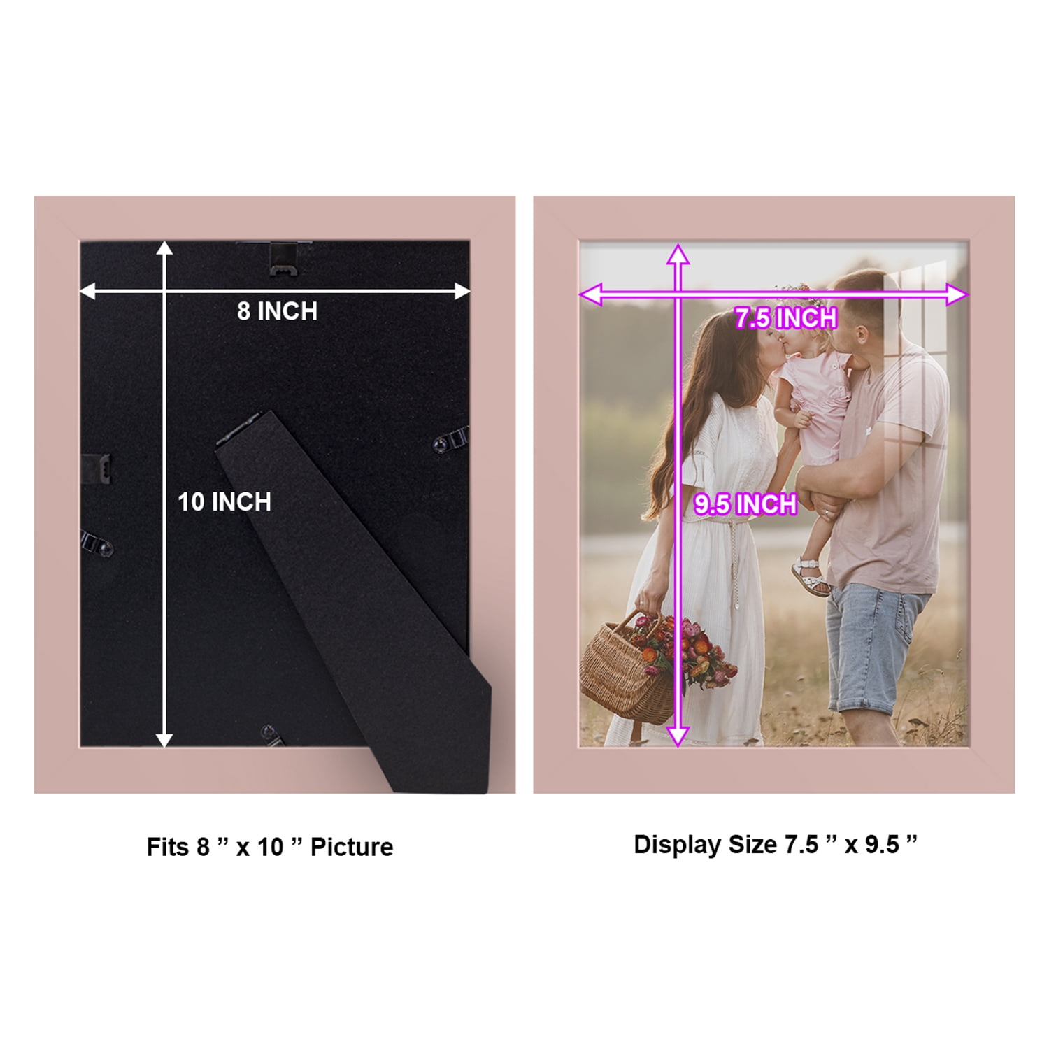 Modern 8 in. x 10 in. Pink Picture Frame (Set of 2)