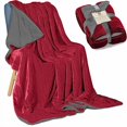 thumbnail image 2 of Genteele Couverture Sherpa Super Douce Réversible Ultra Luxueuse en Peluche, 90 x 90 Pouces, Riche Bourgogne/gris, 2 of 4