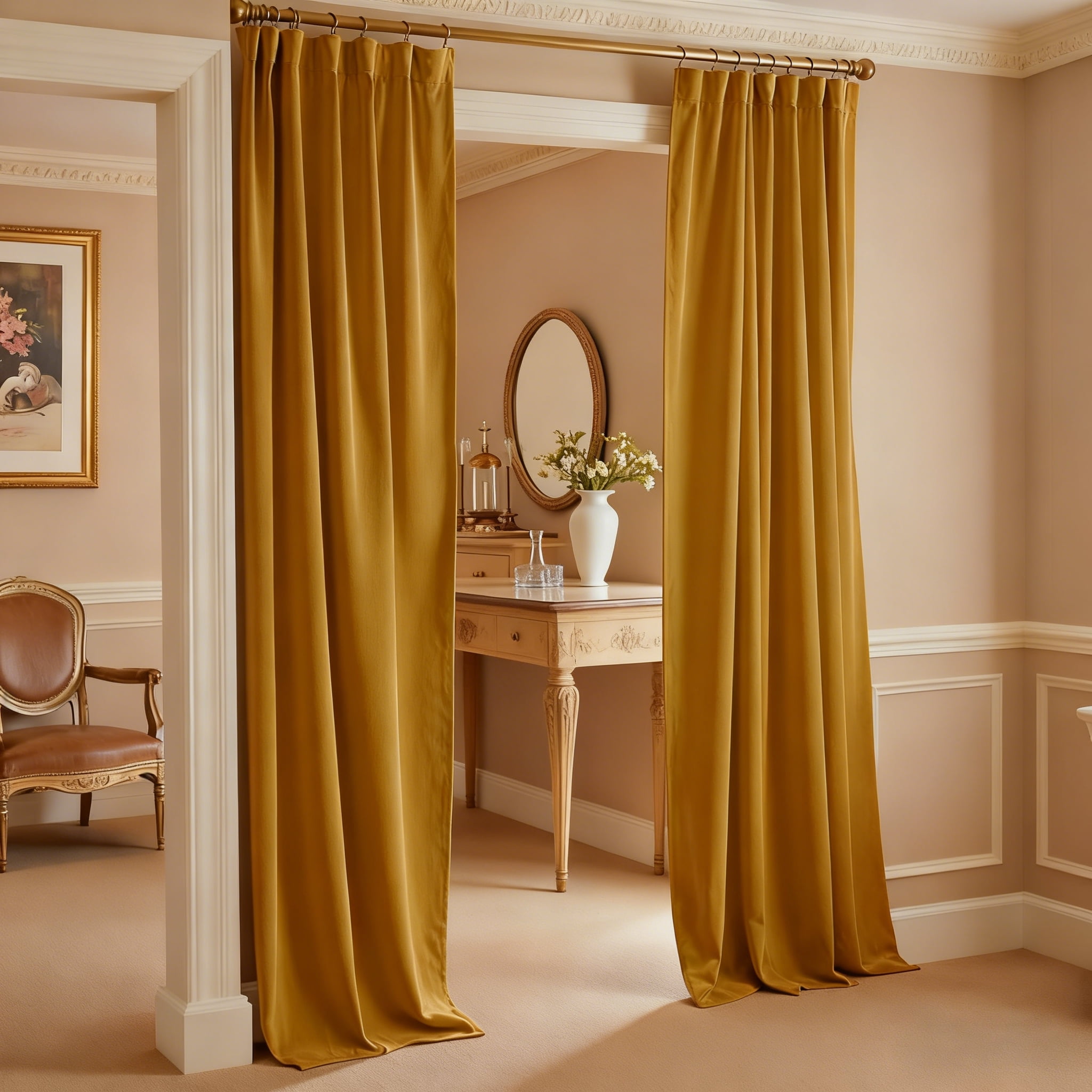 SUSIELADY Velvet Blackout Curtains 90 Inches, 2 Panels, Thermal Insulated Luxury Soft Window Drapes for Bedroom & Living Room, Rod Pocket and Back Tab, 52W x 90L Inches, Mustard Yellow