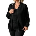 thumbnail image 2 of Sevevn Women's Casual Zip Up Bomber Jacket Lightweight Long Sleeve Sweatshirt Coat Crew Neck Loose Fit Outerwear with Pockets Fashion Fall Spring Jacket, 2 of 7