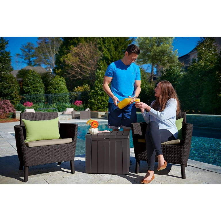 Keter urban 30 gallon deck box outdoor storage table discount