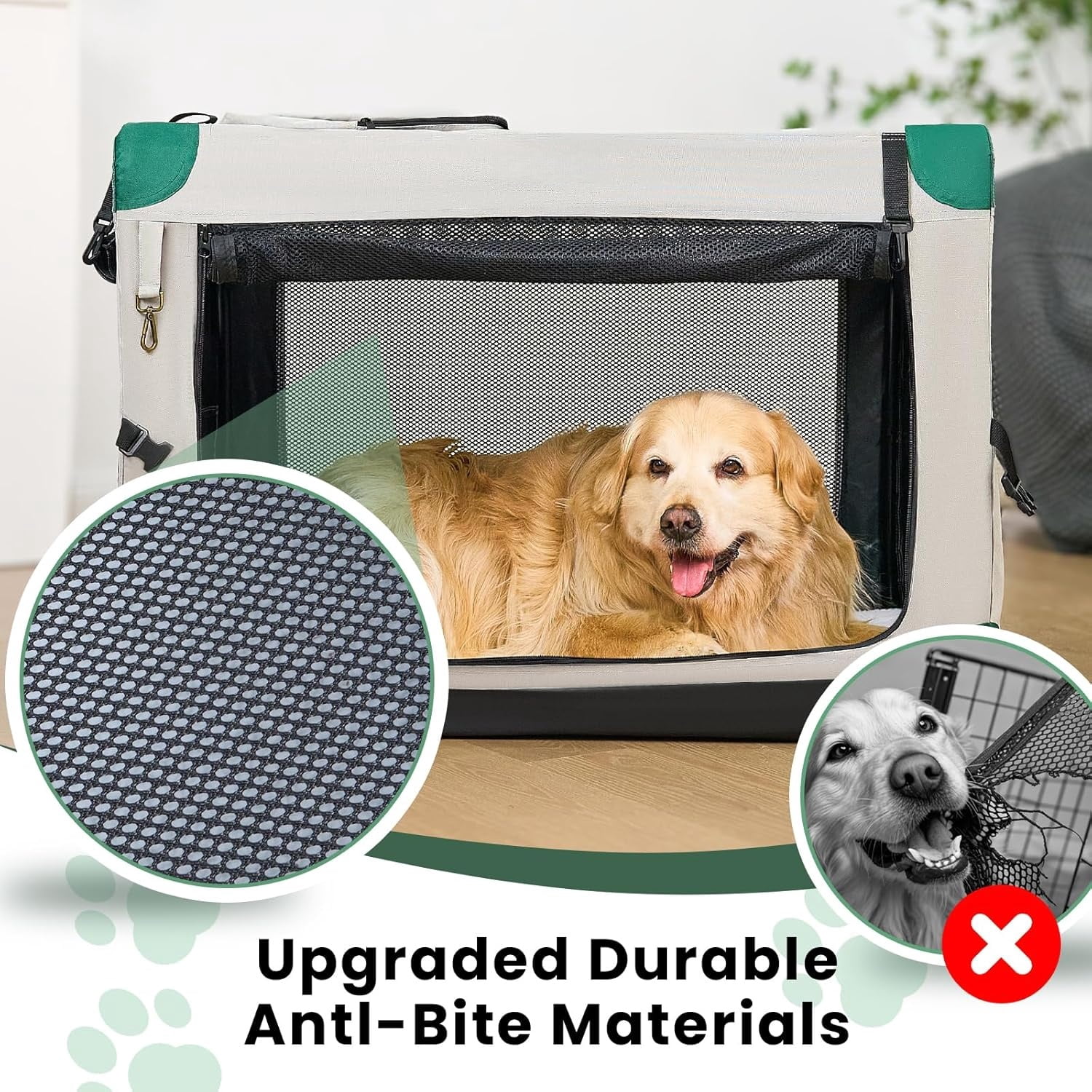 Nomipaw 36 Inch Portable Dog Crate Soft Collapsible,3-Door Travel Pet Crate for Small/Medium Dogs Indoor & Outdoor with Durable Mesh Windows & Storage Bag,Gray
