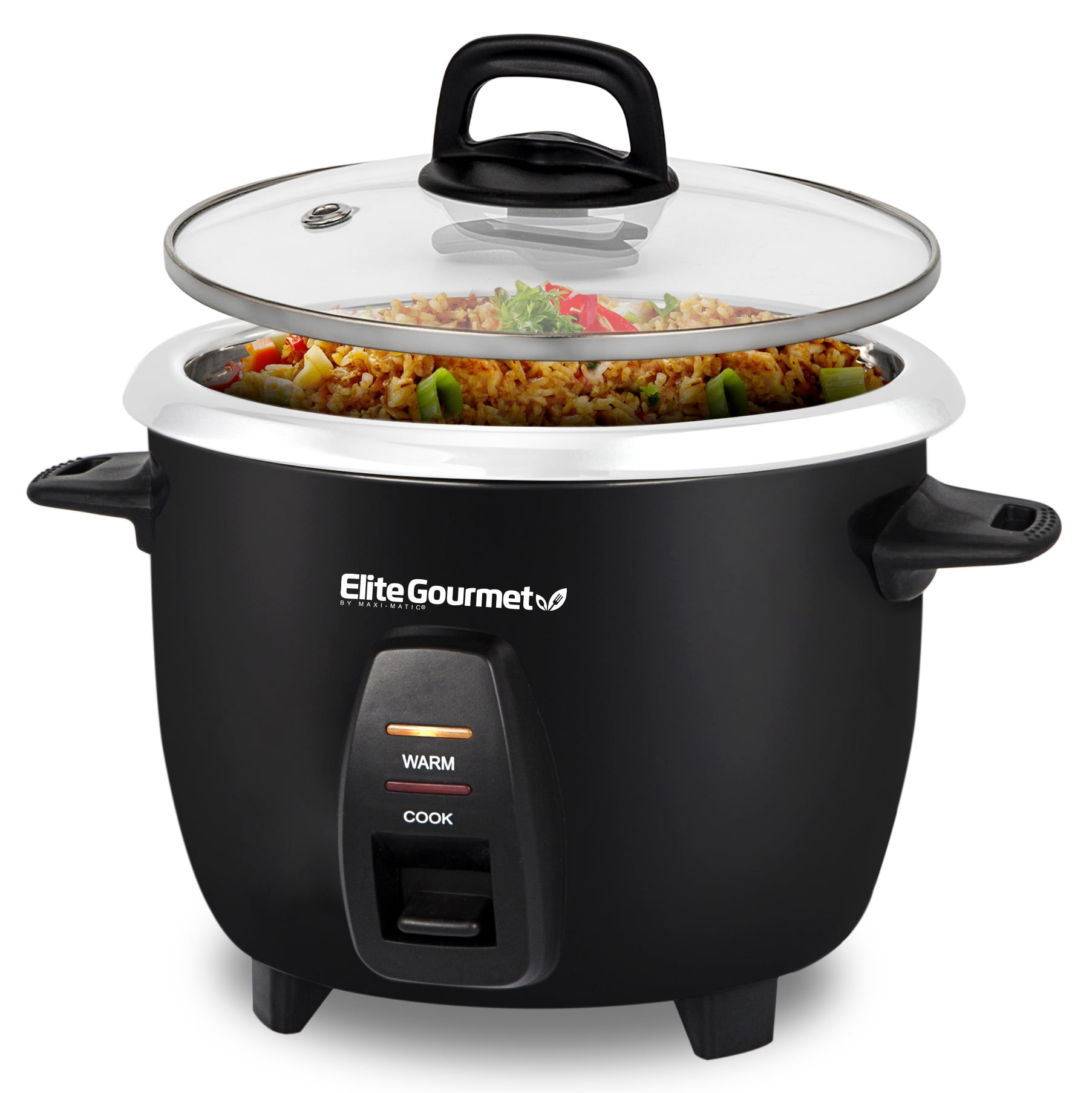 Elite Gourmet Erc-2010 Electric Rice Cooker with Stainless Steel Inner Pot Makes Soups, Stews, Grains, Cereals, Keep Warm Feature, 10 Cups Cooked