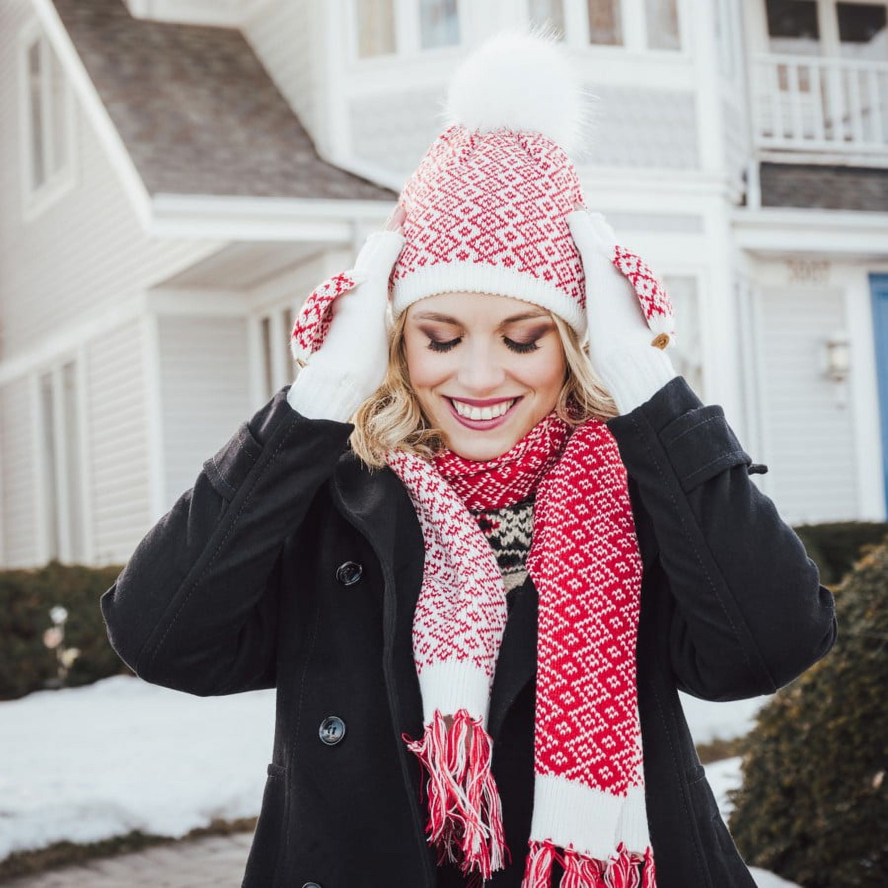 MUK LUKS Vintage Pom Beanie-Poppy OS