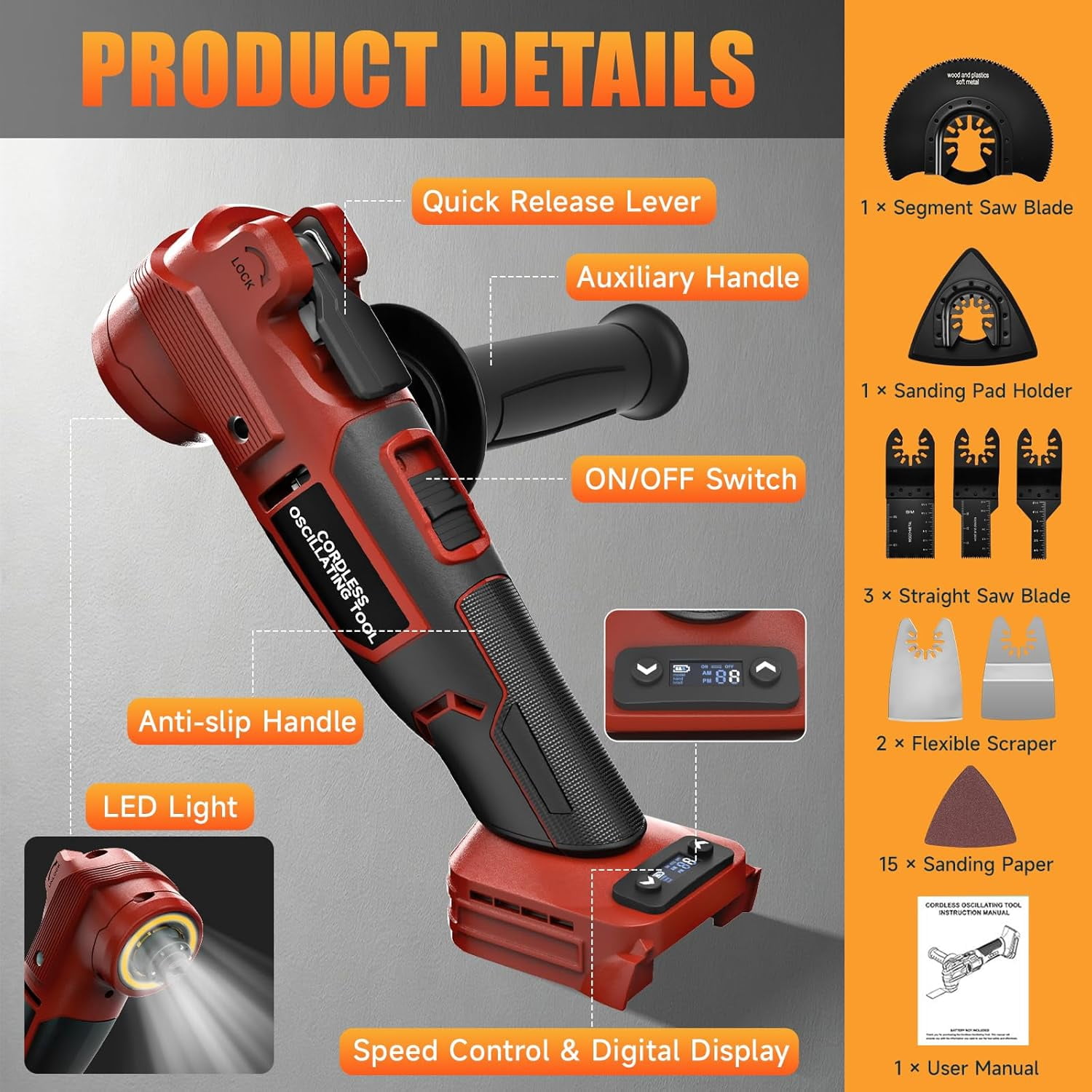 Upgraded Oscillating Multi Tool Compatible with Milwaukee 18V Max Battery, Cordless Oscillating Tool with Brushless Motor 20000 OPM, 7 Gear for Cutting, Sanding, Scraping, Tool Only Visit the CAMXTOO