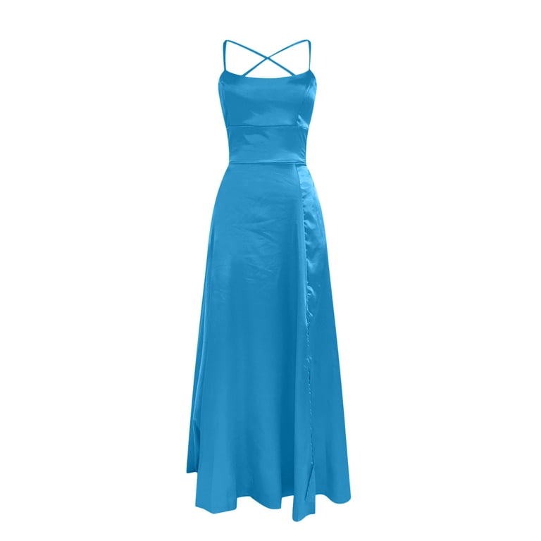 summer blue bridesmaid dresses Simple Dark Blue Chiffon Long Prom Dress Blue Bridesmaid Dress US 10 / Dark Blue