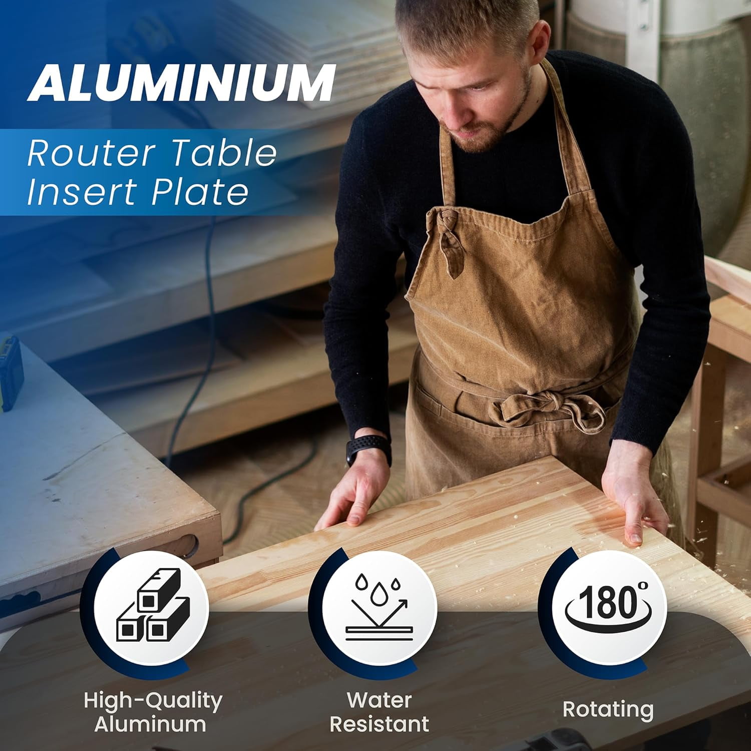 Elestoria Aluminum Router Table Insert Plate | Router Flip Plate for Woodworking Benches | Miter Gauge Guide, Sliding Fence Brackets, Tenon Ruler | Customizable Fit | Black