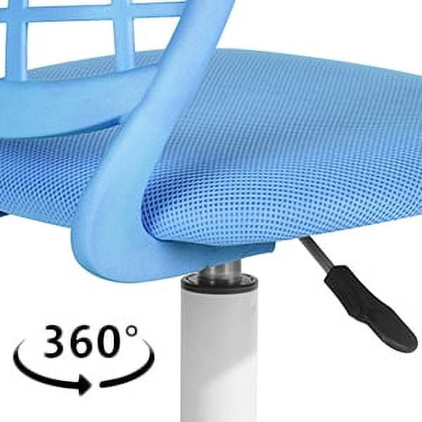 Homy Casa Teen Desk Chair, Adjustable Swivel Study Chair with Wheels, Ergonomic Backrest, Blue