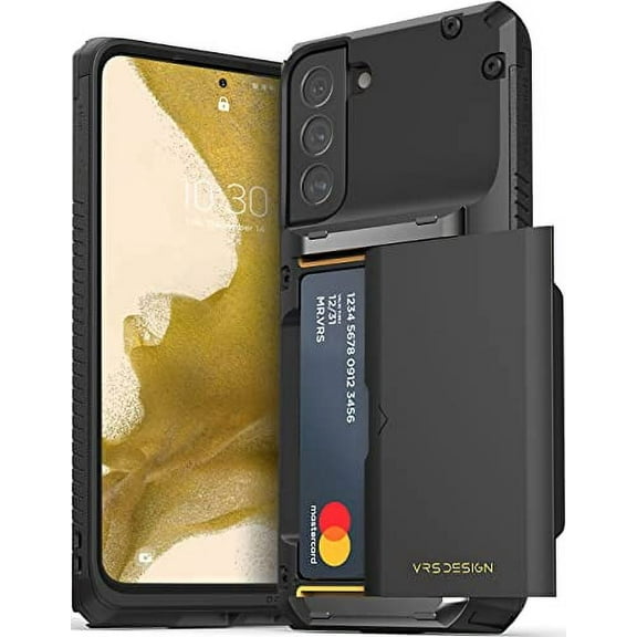 VRS Design Phone Case for Galaxy S22 Plus (2022), [Damda Glide Pro] Premium Sturdy Semi Auto Wallet [4 Cards] Phone Case (Black)