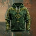 thumbnail image 2 of IWRICH St. Patrick's Day Hoodies for Men Clover Graphic Pullover Tees Irish American Flag Shamrock Casual Hooded Sweatshirt 16-Dark Green S, 2 of 3