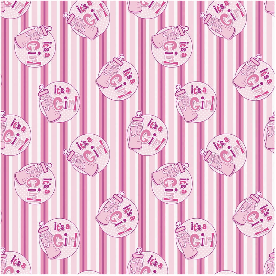 It's a Girl Baby Shower Wrapping Paper, 5 x 2.5 ft, Pink, 1ct Walmart