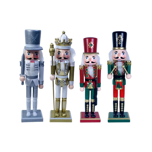4 piezas 30 cm Cascanueces estatuilla estantería adorno de Navidad Estilo B Macarena Figurita de Cascanueces
