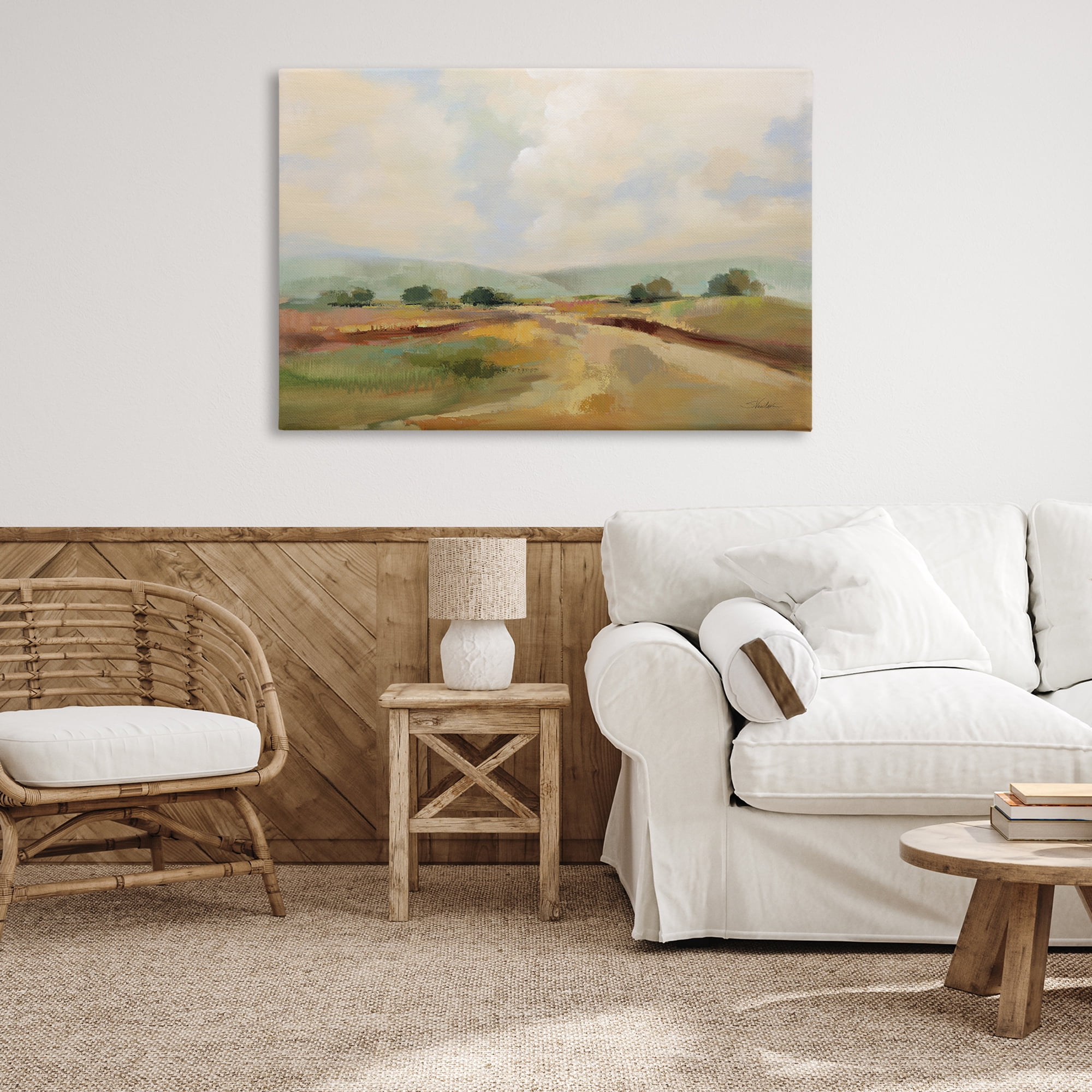 Stupell Industries Solitary Rural Landscape Landscape & Nature Painting Wrapped Canvas Art Print Wall Art, 45 x 30