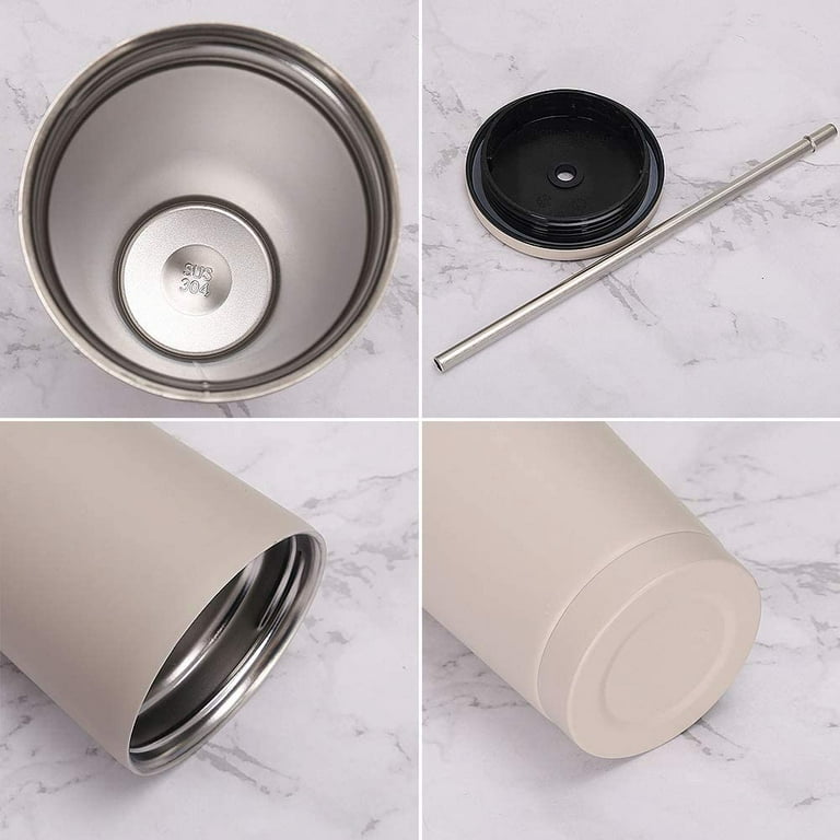 Stainless Steel Skinny Tumbler ,Reusable Vacuum Insulated Water Cup, Double  Wall Travel Tumbler Cup with Straw for Coffee, Tea, Beverages 