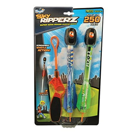 Multiple Rocket Launcher - Zing Toys Sky Ripperz Rockets Flies Up to 250 Feet (2 Rockets 1 Launcher)