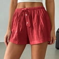 thumbnail image 2 of Hurxie Women's Wide Leg Shorts Drawstring Elastic Waist Vacation Casual Shorts Red,2XL, 2 of 6