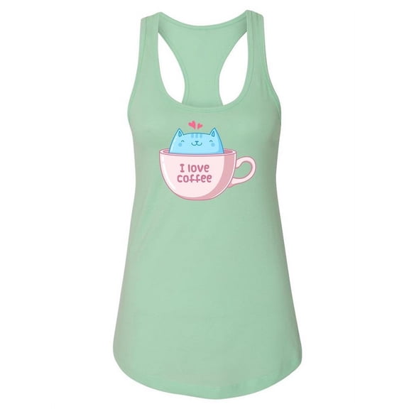 Kitten Loves Coffee Tank Women -Image by Shutterstock, Female Medium